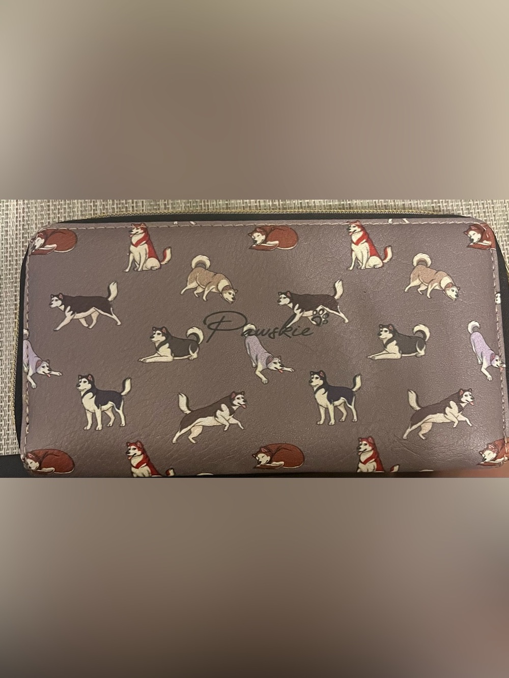 Pawskie Brown Husky-Print Dog Wallet